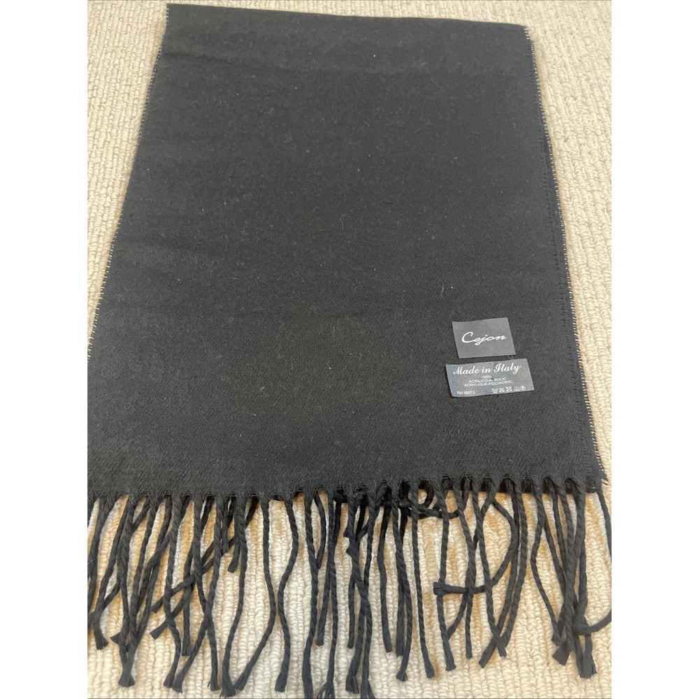 Cejon 100% Acrylic Scarf 11x58 Black Made in Italy